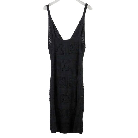 Anthropologie Black Crochet Mini Dress Black Sleeveless V-Neck Dress Medium - Picture 6 of 8